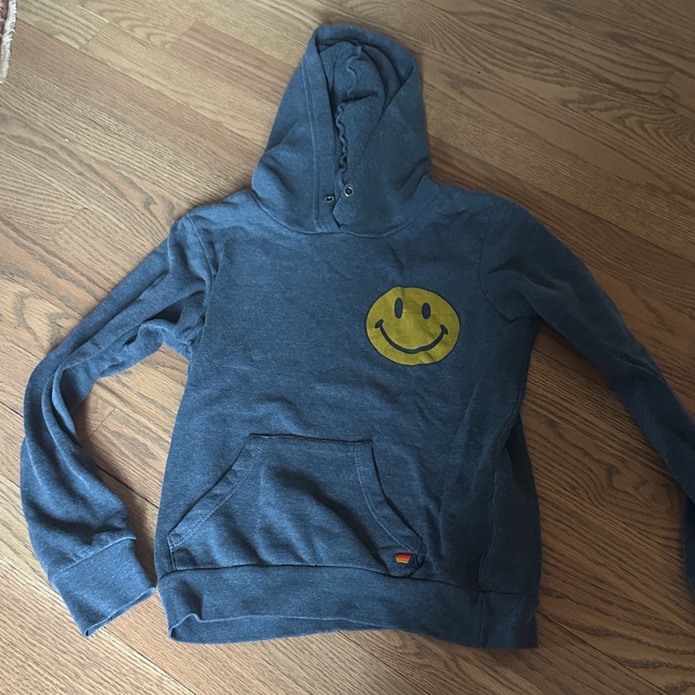 Aviator Nation kids Gray Hoodie with Smiley Face size 10 sweatshirt